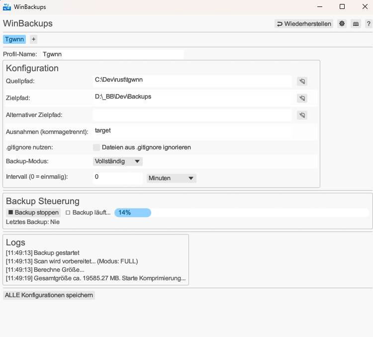 WinBackups Screenshot 1