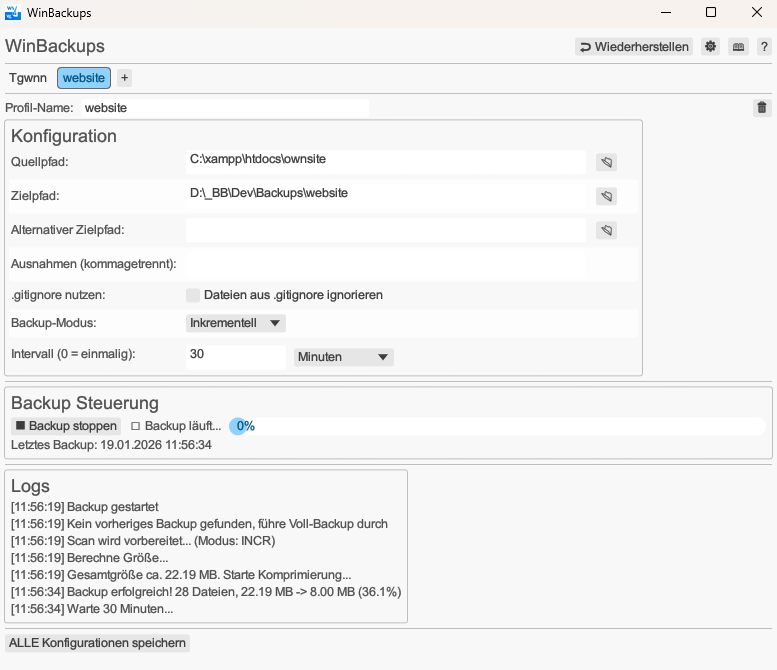WinBackups Screenshot 2