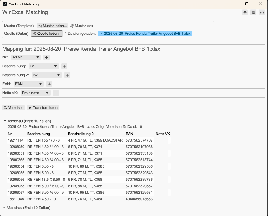Excel Matching Screenshot 1